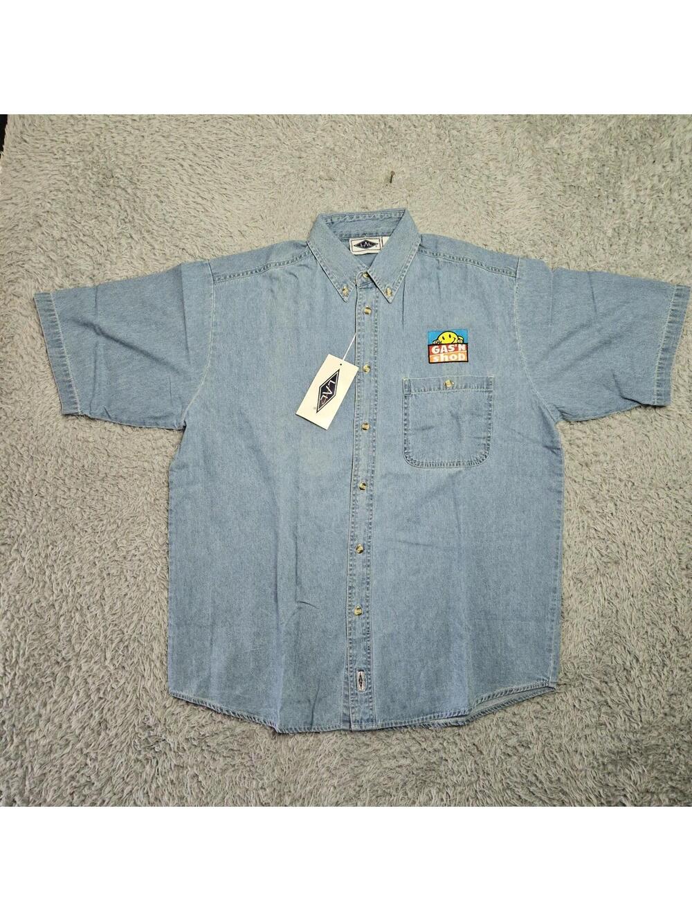 Vintage Denim Shirt Gas N Shop Large Gas Station Attendant New W Tags